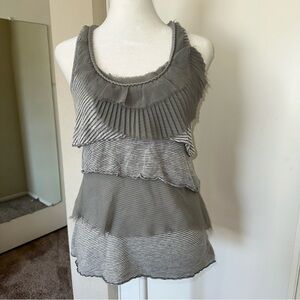 Ruffle tiered Charcoal Layered Top cotton Y2K style XS